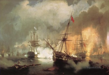 イワン・コンスタンティノヴィチ・アイヴァゾフスキー Painting - ナバリノの戦い 1846 ロマンチックなイワン・アイヴァゾフスキー ロシア